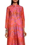 Buy_Swati Vijaivargie_Red Silk Band Collar Shibori Button Down Kurta _Online_at_Aza_Fashions