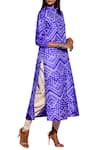 Swati Vijaivargie_Purple Silk Band Collar Shibori Button Down Kurta _Online_at_Aza_Fashions