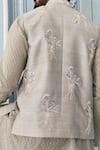 Mahima Mahajan_Grey Raw Silk Embroidered Nehru Jacket Set _Online_at_Aza_Fashions