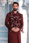 Buy_Mahima Mahajan_Maroon Modal Satin Kurta Set With Stole _at_Aza_Fashions