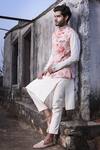 Shop_Anushree Reddy_Pink Cotton Silk Printed Nehru Jacket Set_at_Aza_Fashions