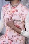 Anushree Reddy_Pink Cotton Silk Printed Nehru Jacket Set_Online_at_Aza_Fashions