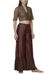 Buy_Urvashi Kaur_Wine Chanderi Silk Pants _at_Aza_Fashions