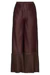 Shop_Urvashi Kaur_Wine Chanderi Silk Pants _at_Aza_Fashions