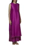 Urvashi Kaur_Purple Chanderi Silk Round Overlap Kurta _Online_at_Aza_Fashions
