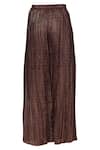 Urvashi Kaur_Brown Kota Silk Checkered Palazzo Pant _Online_at_Aza_Fashions