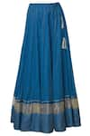 Shop_Urvashi Kaur_Blue Tissue Silk Printed Lehenga _at_Aza_Fashions