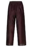 Urvashi Kaur_Brown Chanderi Silk Zari Straight Pant _Online_at_Aza_Fashions