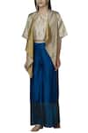 Buy_Urvashi Kaur_Blue Chanderi Silk Palazzo Pant  _at_Aza_Fashions