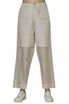 Shop_Urvashi Kaur_Off White Tissue Silk Striped Pant  _at_Aza_Fashions