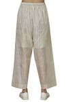 Urvashi Kaur_Off White Tissue Silk Striped Pant  _Online_at_Aza_Fashions