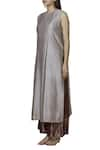 Buy_Urvashi Kaur_Grey Chanderi Silk Round Kurta _Online_at_Aza_Fashions