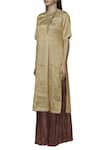 Buy_Urvashi Kaur_Gold Tissue Silk Round Woven Kurta  _Online_at_Aza_Fashions