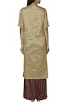 Shop_Urvashi Kaur_Gold Tissue Silk Round Woven Kurta  _at_Aza_Fashions