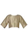 Shop_Urvashi Kaur_Gold Tissue Silk Round Woven Top  _Online_at_Aza_Fashions