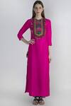 Masaba_Pink Silk Embroidered Kurta Set_Online_at_Aza_Fashions