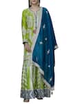 Simar Dugal_Blue Chanderi Round Kurta Gharara Set  _Online_at_Aza_Fashions