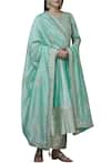 Buy_Simar Dugal_Green Chanderi Round Anarkali Set  _at_Aza_Fashions