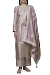 Simar Dugal_Pink Chanderi Round Kurta Set  _Online_at_Aza_Fashions