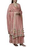 Simar Dugal_Pink Chanderi Round Kurta Sharara Set  _Online_at_Aza_Fashions