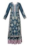 Buy_Simar Dugal_Blue Chanderi Round Kurta Gharara Set  _Online_at_Aza_Fashions