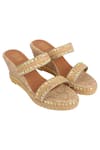 Buy_Veruschka by Payal Kothari_Gold Embellished Wedges_at_Aza_Fashions