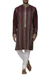 Buy_Manish Malhotra_Maroon Silk Embroidered Kurta Set_at_Aza_Fashions