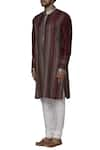 Manish Malhotra_Maroon Silk Embroidered Kurta Set_Online_at_Aza_Fashions