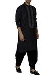 Buy_Manish Malhotra_Black Silk Embroidered Kurta Set_at_Aza_Fashions