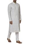 Buy_Manish Malhotra_Off White Silk Embroidered Kurta Set_at_Aza_Fashions