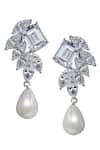 Buy_Tsara_White Crystals Drop Earrings_at_Aza_Fashions