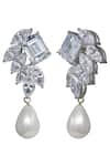 Tsara_White Crystals Drop Earrings_Online_at_Aza_Fashions