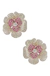 Buy_Tsara_Silver Plated Crystal Floral Studs_at_Aza_Fashions