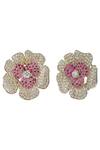 Tsara_Silver Plated Crystal Floral Studs_Online_at_Aza_Fashions