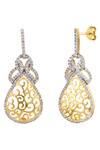 Tsara_Gold Plated Crystal Filigree Drop Earrings_Online_at_Aza_Fashions