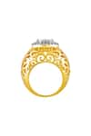 Buy_Tsara_Gold Plated Crystal Filgree Ring _Online_at_Aza_Fashions