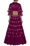 Shop_Devnaagri_Purple Gajji Silk V Neck Embroidered Lehenga Set _at_Aza_Fashions