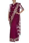 Shop_Devnaagri_Wine Gajji Silk Embroidered Saree With Blouse_at_Aza_Fashions