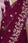 Devnaagri_Wine Gajji Silk Embroidered Saree With Blouse_at_Aza_Fashions