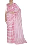 Buy_Devnaagri_Pink Gajji Silk V Neck Embroidered Tie And Dye Saree _at_Aza_Fashions