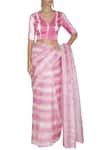 Devnaagri_Pink Gajji Silk V Neck Embroidered Tie And Dye Saree _Online_at_Aza_Fashions