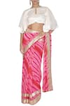 Devnaagri_Pink Gajji Round Leheriya Saree With Blouse _Online_at_Aza_Fashions