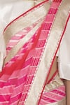 Devnaagri_Pink Gajji Round Leheriya Saree With Blouse _at_Aza_Fashions