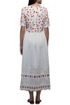 Shop_S & V Designs_White Dobby Cotton Embroidered Midi Dress_at_Aza_Fashions