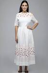 Buy_S & V Designs_White Dobby Cotton Embroidered Midi Dress_Online_at_Aza_Fashions