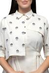 S & V Designs_Off White Dobby Cotton Embroidered Midi Dress_at_Aza_Fashions