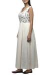 Shop_S & V Designs_Off White Dobby Cotton Embroidered Maxi Dress_Online_at_Aza_Fashions