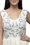 S & V Designs_Off White Dobby Cotton Embroidered Maxi Dress_at_Aza_Fashions