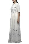 Shop_S & V Designs_Off White Dobby Cotton Embroidered Maxi Dress_Online_at_Aza_Fashions