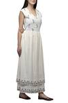 S & V Designs_Off White Dobby Cotton Layered Midi Dress_Online_at_Aza_Fashions